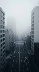 City street disappearing into fog depth wallpaper 4k