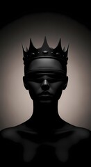 Female silhouette with crown and blindfold depth wallpaper 4k