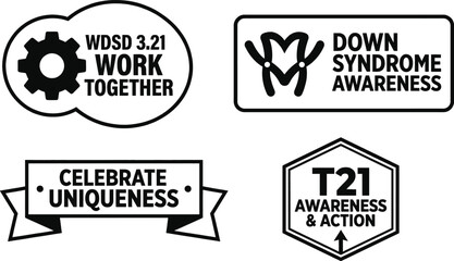 Obraz premium Down syndrome awareness ribbons and badges icon set vector