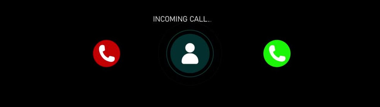 Incoming call ring icon background black Screen Animation of phone call Incoming call phone icon you receive the message animated. Motion graphics of call concept