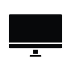 Computer Monitor Solid Vector Icon for Desktop Display