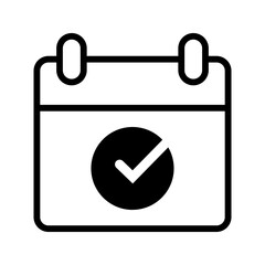 Calendar Check Mark Vector Icon for Schedule Confirmation