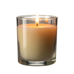 Lit Candle in a Glass Holder flame isolated on a transparent background