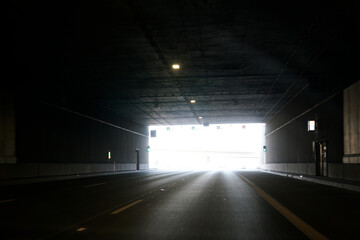Driving on multilane higwway inside a tunnel