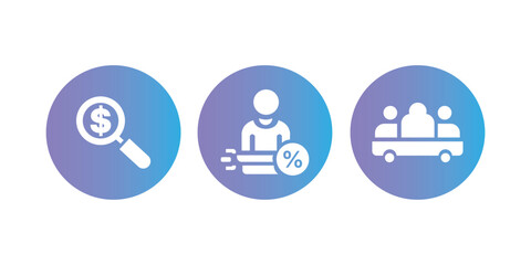 Fototapeta premium Financial search, delivery, and group shipping icons