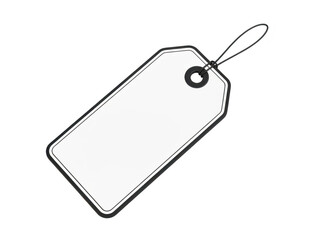 A close-up view of a white rectangular tag with a string attached to it. isolated on transparent background