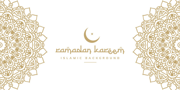 Elegant Ramadan Kareem background with arabesque geometric mandala pattern. Vector illustration.