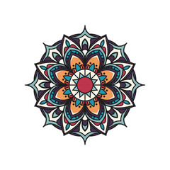 Colorful mandala flower design on white background vector illustration