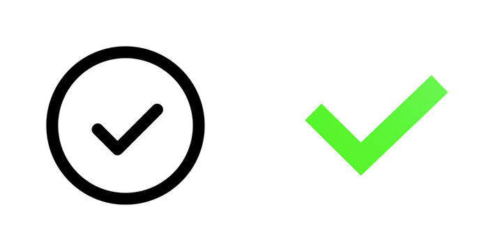 Two check marks, one inside a circle and one standalone, isolated on transparent background