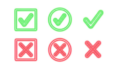 Green Checkmarks and Red Xs Neon Signs image whisk
