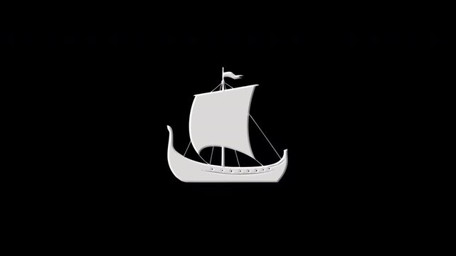Viking longship boat symbol revealing and disappearing animation