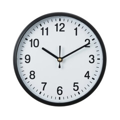 Analog clock with white face and black hands time isolated on a transparent background
