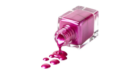 Pink Nail Polish Spilling from Bottle on Black nail lacquer