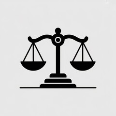 A bold black icon depicts the classic scales of justice symbol.