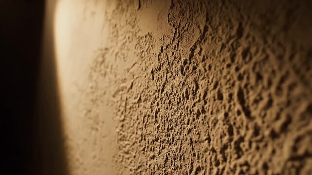 Close-up textured wall with light casting shadows, creating depth and pattern