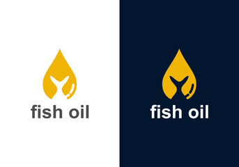 Fish oil logo template vector. Fish oil drop logo design, omega 3 logo of fish oil vector