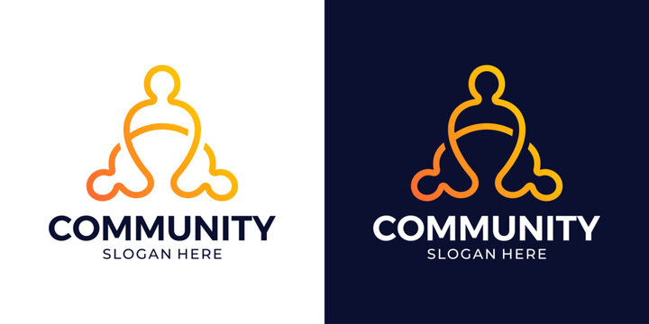 Creative community logo design. People family together human unity logo and team work design graphic vector illustration. Symbol, icon, creative.