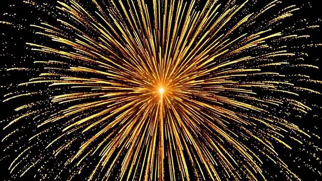 Golden fireworks exploding in night sky