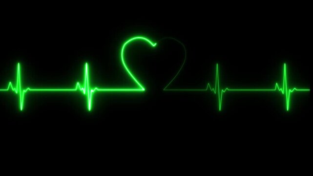 Abstract neon heartbeat signal icon animation dark background. abstract neon animation love heartbeat..