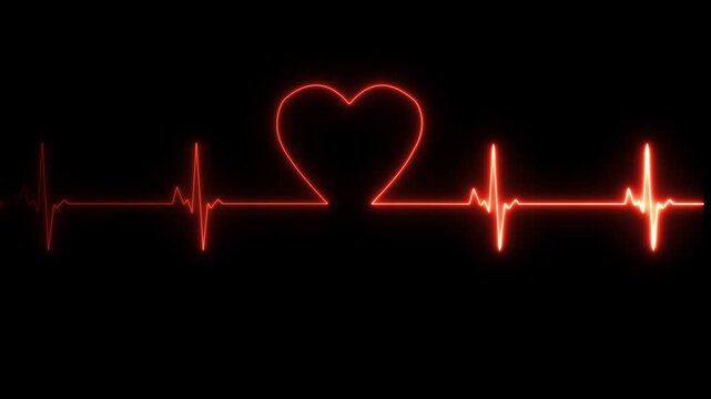 Abstract neon heartbeat signal icon animation dark background. abstract neon animation love heartbeat..