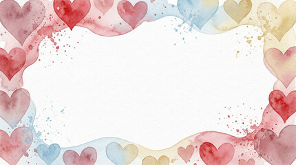 Pastel Watercolor Heart Frame Border