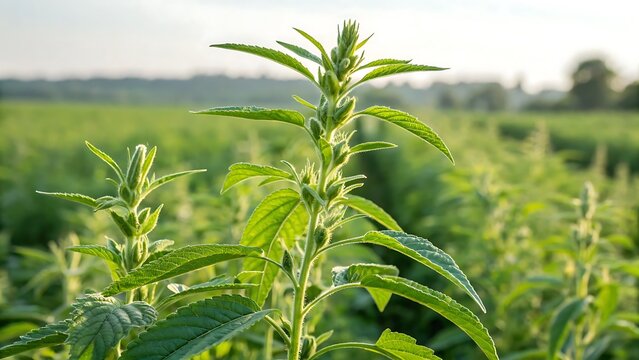 Vibrant Green Herb In Golden Hour Agriculture