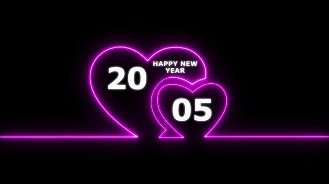 Happy valentines day hearts animation Suitable for valentines day celebration, social media post with happy new year 2005 confetti celebration. neon happy valentines day 4k video.