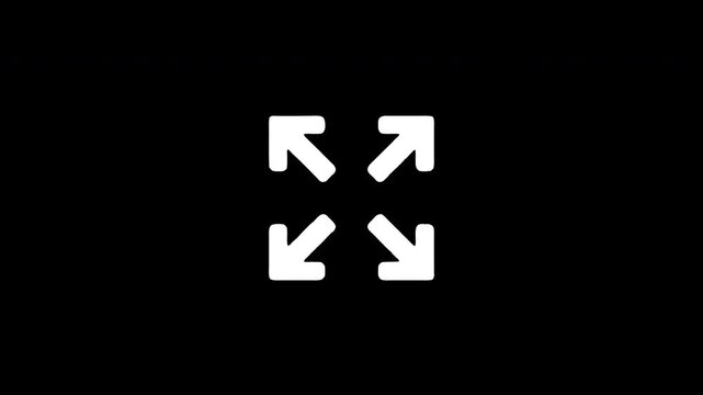Fullscreen arrow icon animation with digital glitch effect