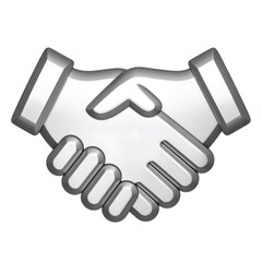 Obraz premium Silver Handshake Emoji - Symbol of Agreement and Partnership.