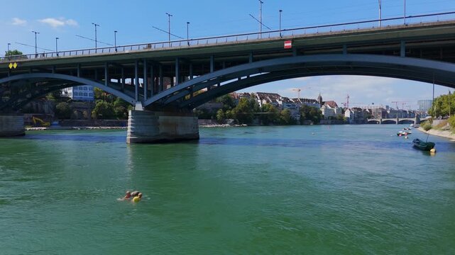 Basel city drone rhein