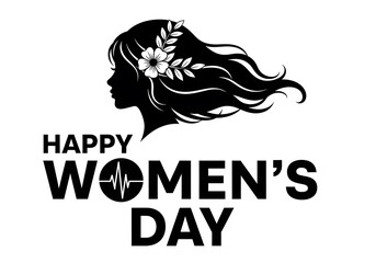 Fototapeta premium Happy Womens Day celebration with woman silhouette and flower international womens day