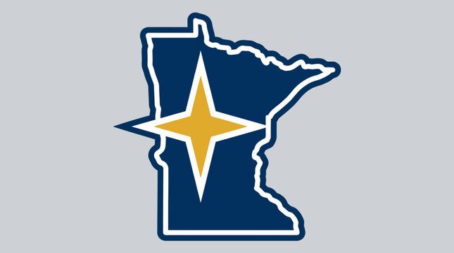 Minnesota State Map Silhouette with North Star Symbol in Flat Design