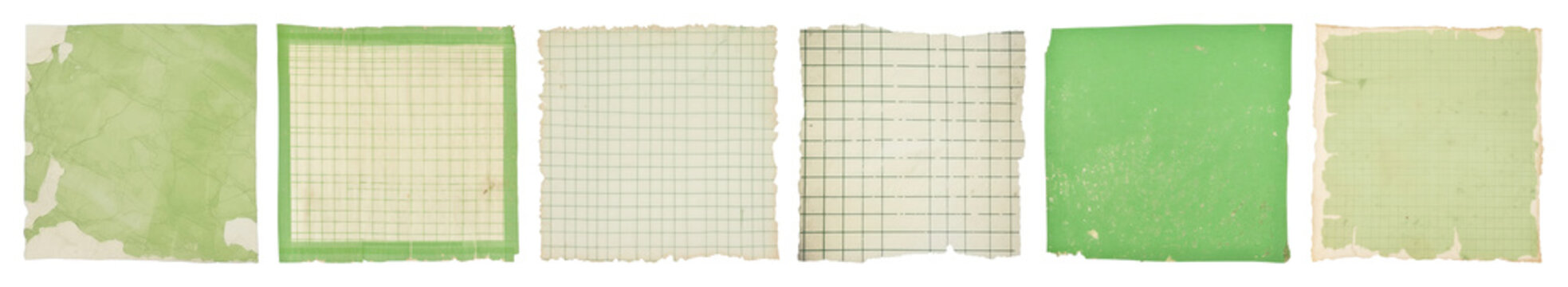 PNG Vintage green paper textures collection on transparent background