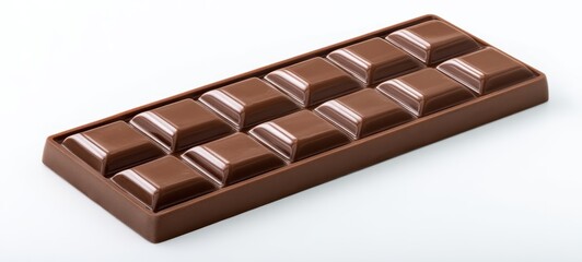 The chocolate bar with glossy squares on a clean white background