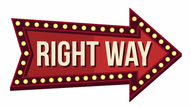 Vintage Marquee Arrow Sign with Right Way Text and Starry Light Borders