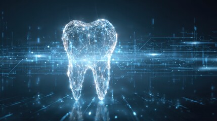 Digital tooth healthcare technology abstract blue background