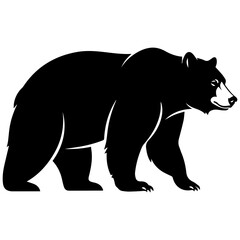 Fototapeta premium Black Bear Silhouette Walking Side View, Minimalist Wildlife Icon, Vector Art