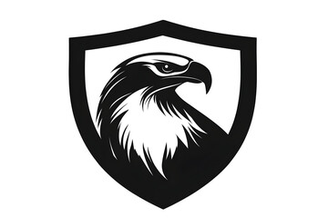 Obraz premium Eagle Crest Emblem: A stylized emblem, depicting a majestic eagle within a shield, symbolizing strength, protection, and vigilance. Perfect for branding.