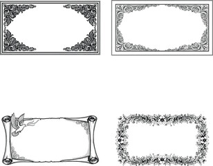 Four different border templates for photo or text frame