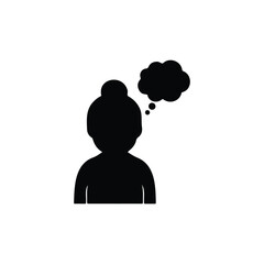 Grandmother thinking silhouette icon vector flat design.