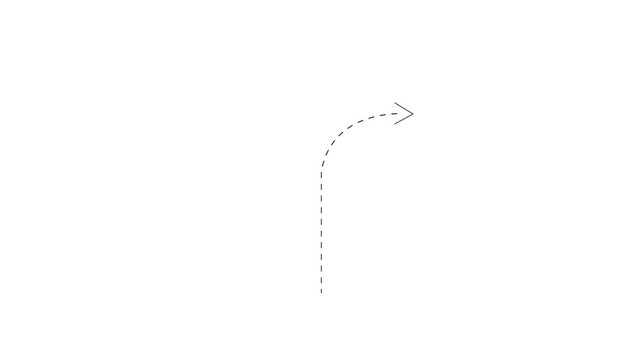 dashed arrow path right direction for ui motion graphic.