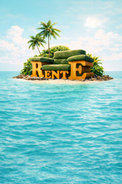 tropical island with palm trees