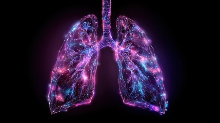 Glowing abstract lungs network digital art