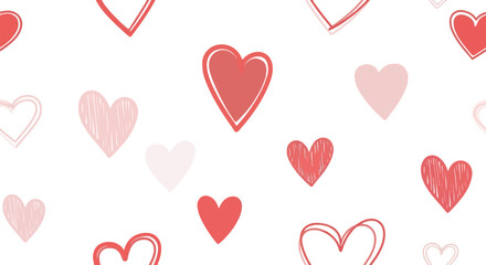 Heart pattern background with hand drawn doodle hearts on white backdrop wallpaper