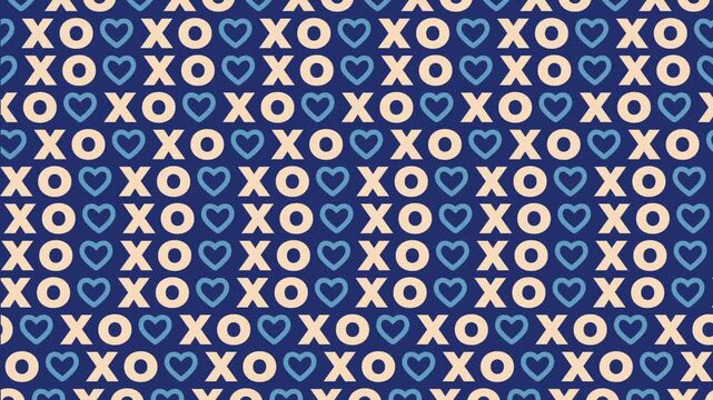 A romantic background featuring a repeating XO and heart pattern designed for Valentine&rsquo;s Day and love-themed visuals
