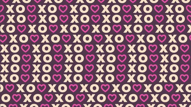 A romantic background featuring a repeating XO and heart pattern designed for Valentine&rsquo;s Day and love-themed visuals