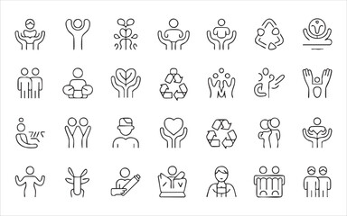 Fototapeta premium Hands holding people recycling symbol heart education person pencil reading