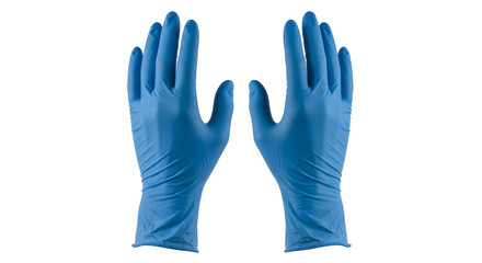Obraz premium A pair of blue latex gloves on a white background