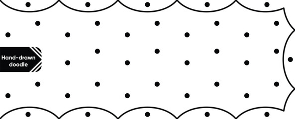 Seamless Abstract Pattern of Black Dots and Scalloped Borders on White Background