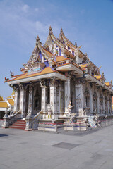 The Image hall of Wat Pariwat Ratchasongkram incorporates contemporary art into its decoration , Without abandoning core concepts. At Bangkok,Thailand.